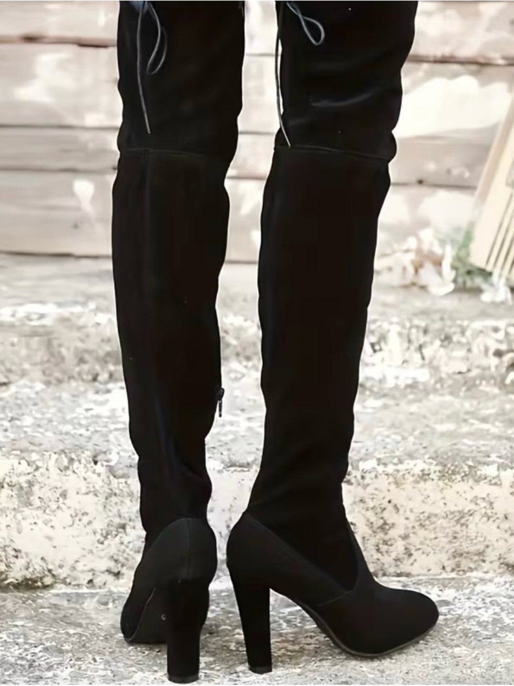 Women’s Black Over-the-Knee Heeled Boots